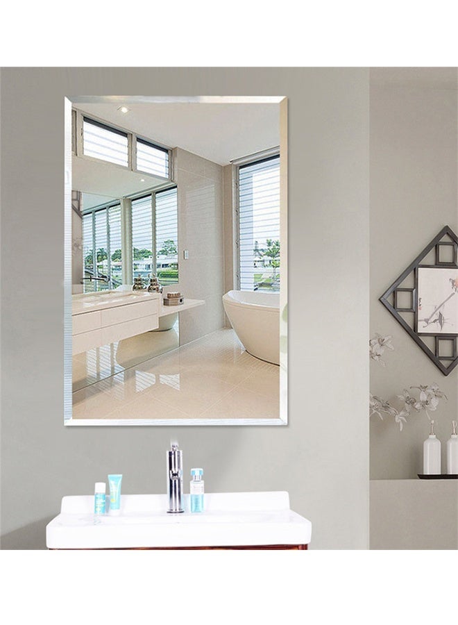 Frameless Bathroom Mirror 70×90cm, HD Wall Mounted Vanity Makeup Mirror, Vertical & Horizontal Hanging Rectangular Dressing Mirror For Bedroom Living Room Home Decor - Image 1